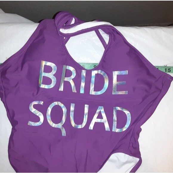 Cupshe Small Purple Bride Squad  One piece Swimsuit NWT - Picture 7 of 7